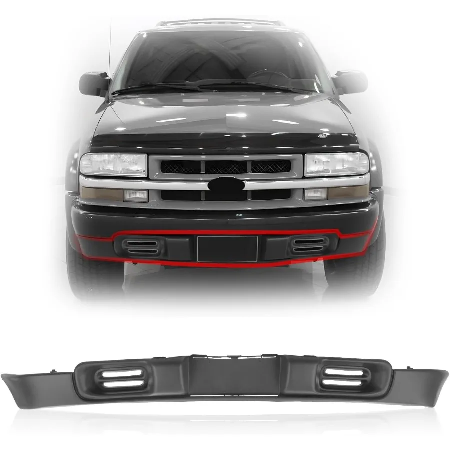 

Front Lower Bumper Valance Black Compatible With 1998-2005 Chevy S10 and Blazer Models Excluding LS Trim Without Fog Lamp Holes