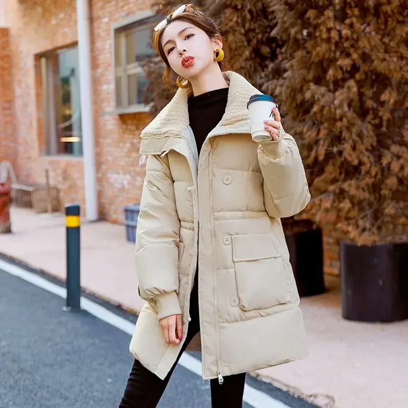 Casacos acolchoados acolchoados para mulheres jaquetas de algodão grosso de comprimento médio oferta barata elegante frio 2025 tendência luxo quente parkas mulher