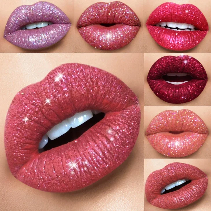 CmaaDU 6 Color Glitter Liquid Lipstick Diamond Shiny Lip Gloss Waterproof Long Lasting Pearl Lipgloss Women Lip Tint Cosmetics