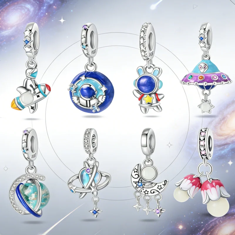 

925 Sterling Silver Space Roaming Noctilucent Charms Pendant For Women Fit Original Bracelet DIY Birthday Party Jewelry Gifts ﻿