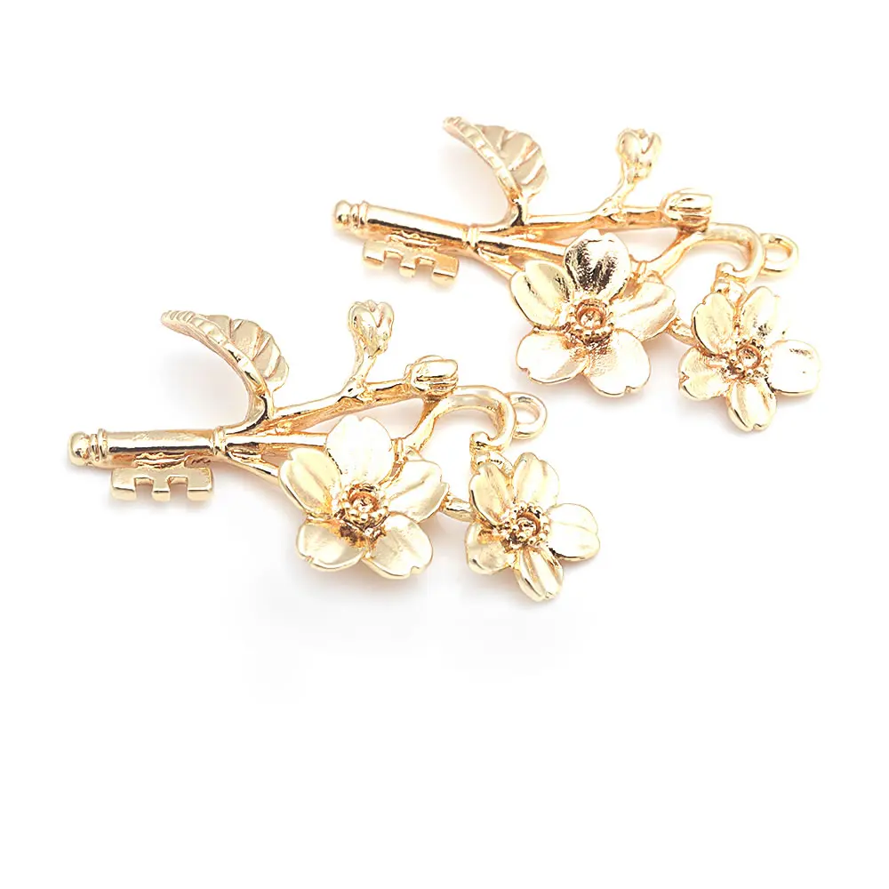 4PCS Platinum Color Brass Flower Charms Pendants High Quality Jewelry Making Supplies Necklace Earrings Accessories for Women