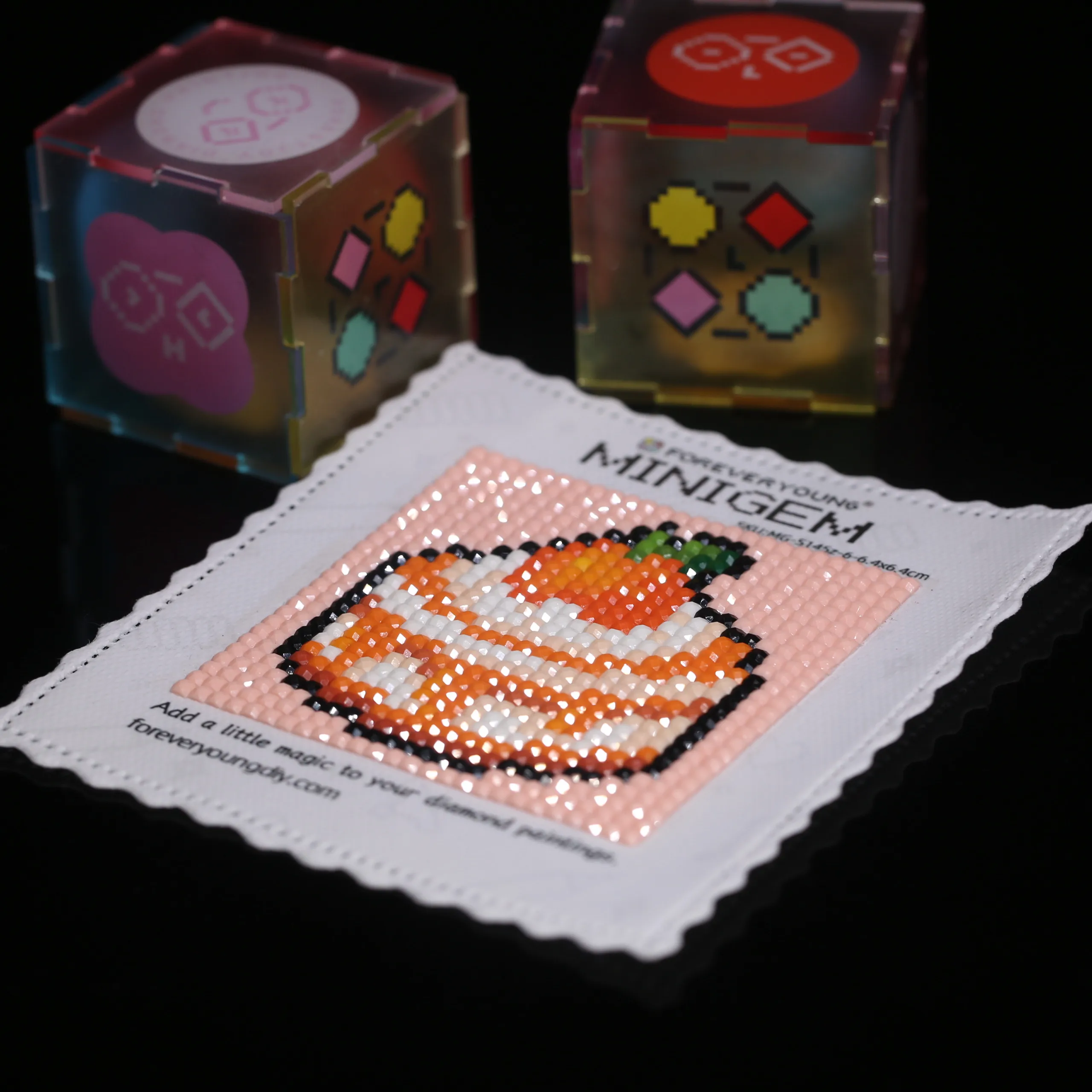 Minigem®: Orange Desserts 6.4 cm × 6.4 in 5D DIY Resin Square Diamond Painting Kit - 6-Piece Mini Sweet Treat Mosaic Set
