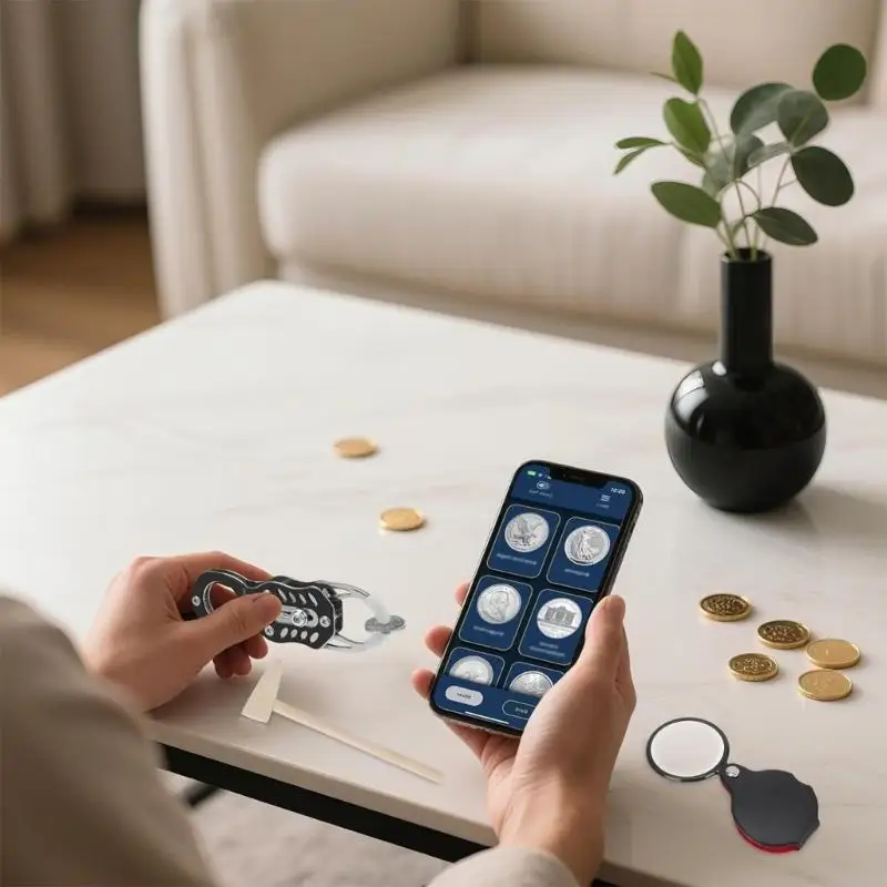 

652F Профессиональный набор для проверки монет Прочная нержавеющая сталь Алюминиевый сплав Устойчивый к коррозии Портативный