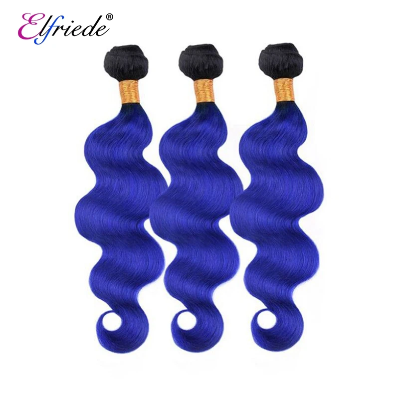 

Elfriede T1B/Blue Body Wave Ombre Colored Human Hair Bundles Remy 100% Human Hair Extensions 3/4 Bundles Deals Human Hair Weaves