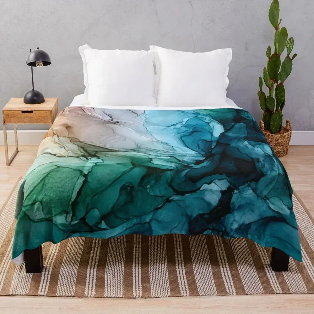 

Salty Shores Colorful Abstract Painting Throw Blanket Soft Solid Color Blanket for Couch Bed