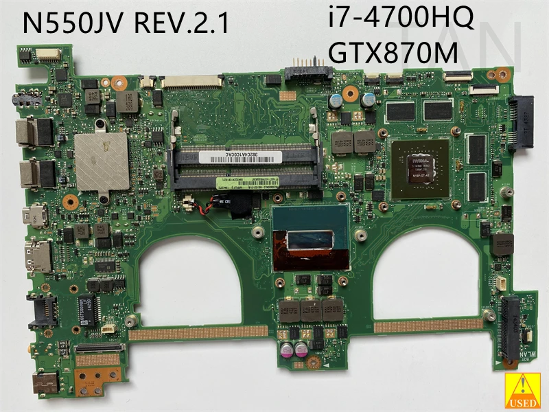 

USED Notebook Motherboard For N550JV REV.2.1 with i7-4700HQ CPU N15P-GT-A2 GPU DDR3 Fully Tested and Works Perfectly