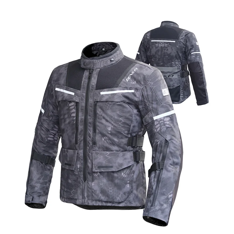 BENKIA Mens Motorcycle Riding Jacket Autumn Winter Thermal Windproof Thick Rally Motorbike Anti-drop Racing Anti-drop Jacket