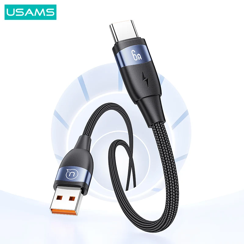 USAMS U85 66W USB Type C Cable For Huawei P50 P40 Pro Honor Super Charge 6A Fast Charging USB C Charger Data Cable Wire Cord