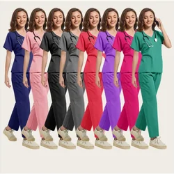 Short Sleeved Doctor Costume Surgical Scrubs Set Pet Clinic Workwear Clothes S-2XL Dentistry Nursing Uniforms Medical Suit Women