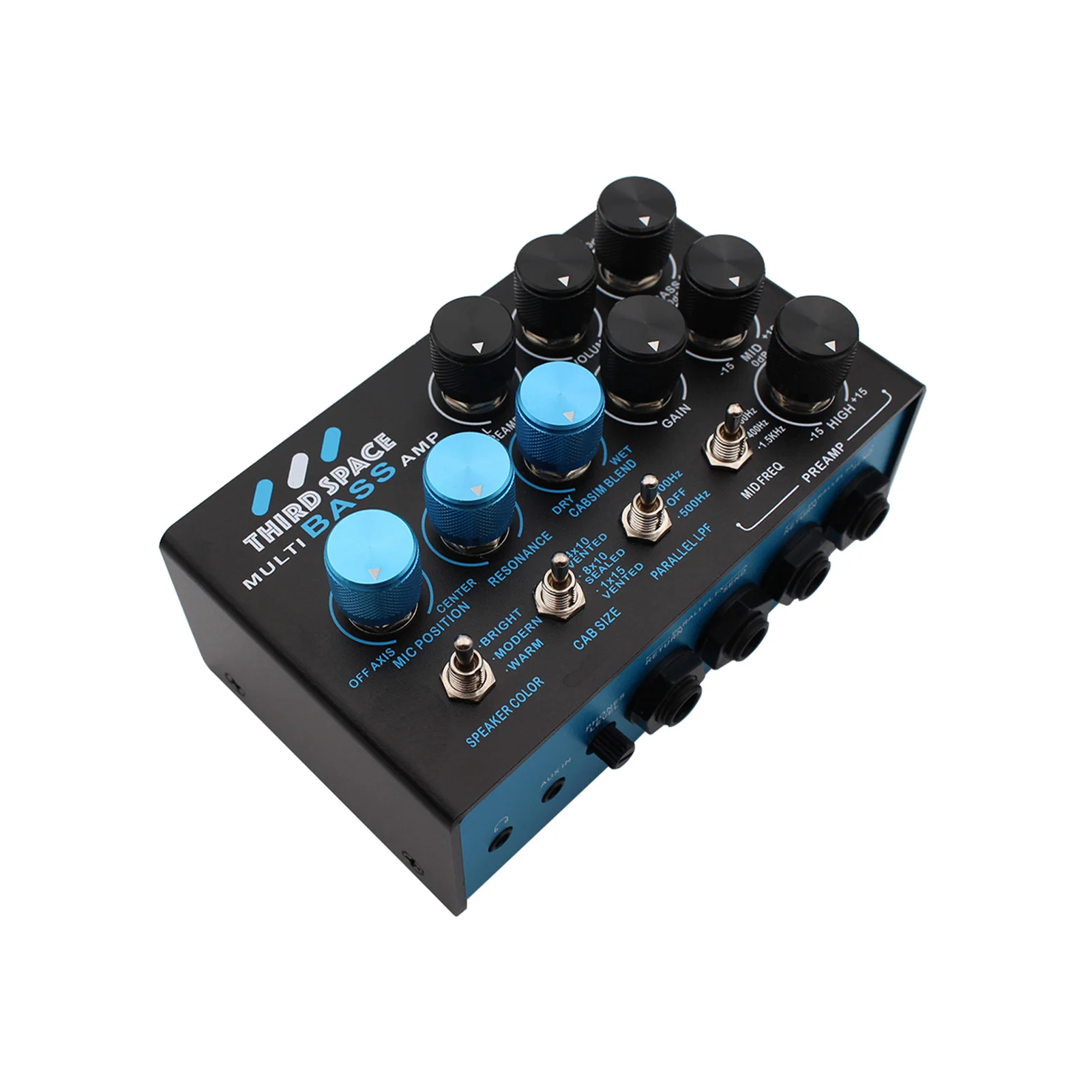 Bass Multi Effects Pedal Preamp with 3 Band EQ Parallel Signal Chain Cabinet Simulator Speaker Switch Dual FX Loops Bass Effects