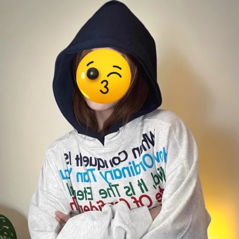 

plus Size 300 Pou Hoodie Casual Color Blo Versatile Street Sle Long Sve Printed Sweatirt for Young Women Autumn F...