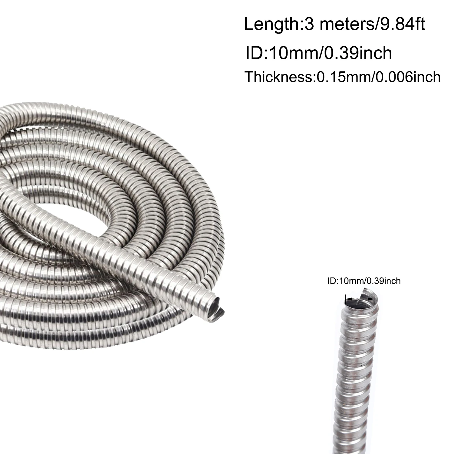 Length 3 Meters Flexible 304 Stainles Steel Corrugated Pipe Wire Line Cable Conduit Protect Hose Tube Inner Diameter 4mm-20mm image 3