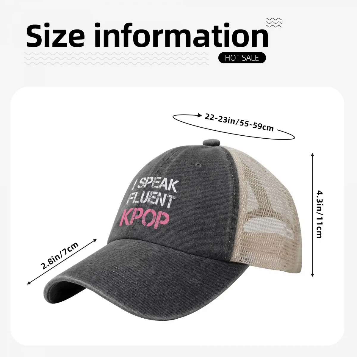 Pure Color Dad Hats I SPEAK FLUENT KPOP BLACK Women's Hat Sun Visor Baseball Caps Kpop Peaked Cap