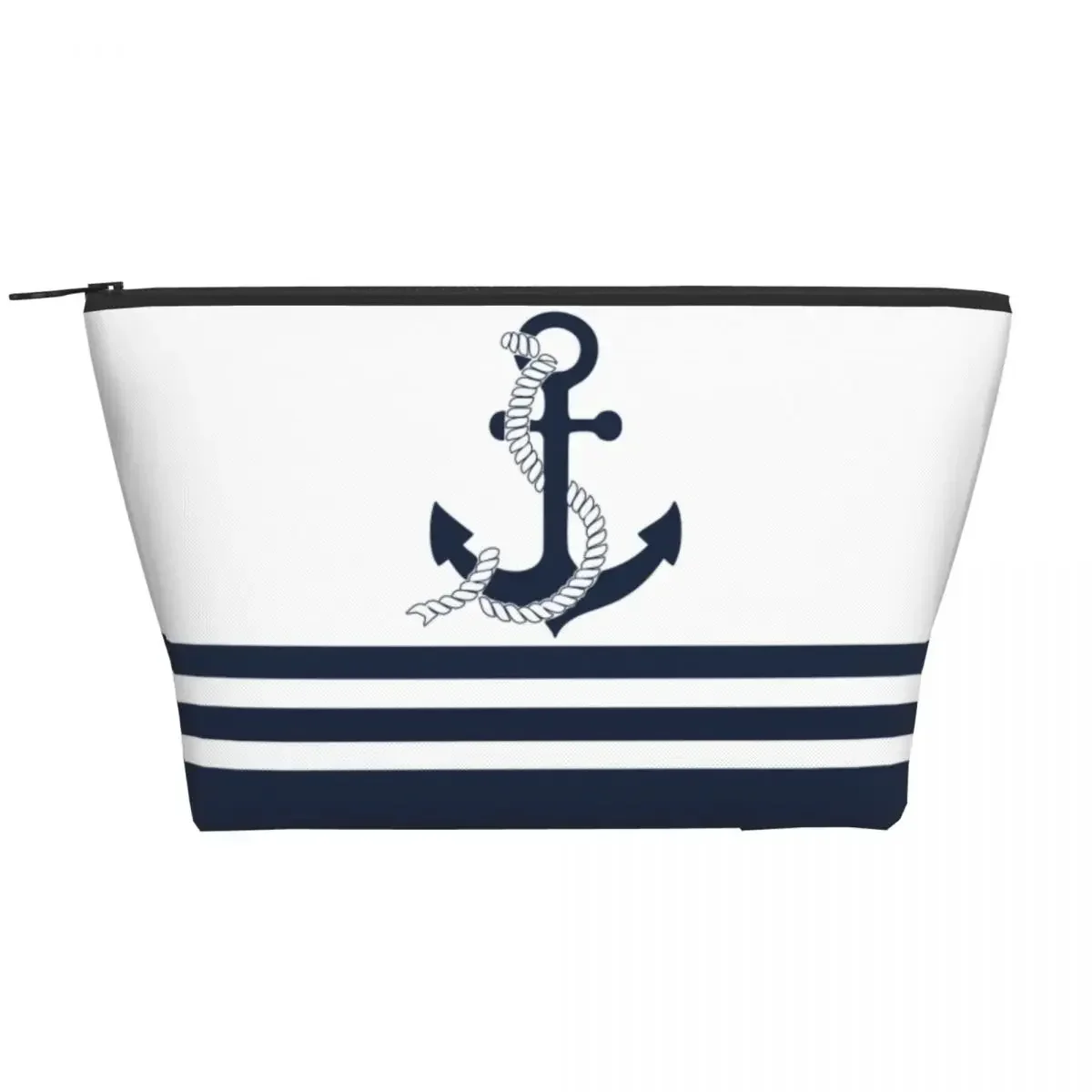 

Nautical Blue Anchors With Blue And White Stripes Makeup Bag Travel Cosmetic Organizer Sailing Sailor Storage Toiletry Bags