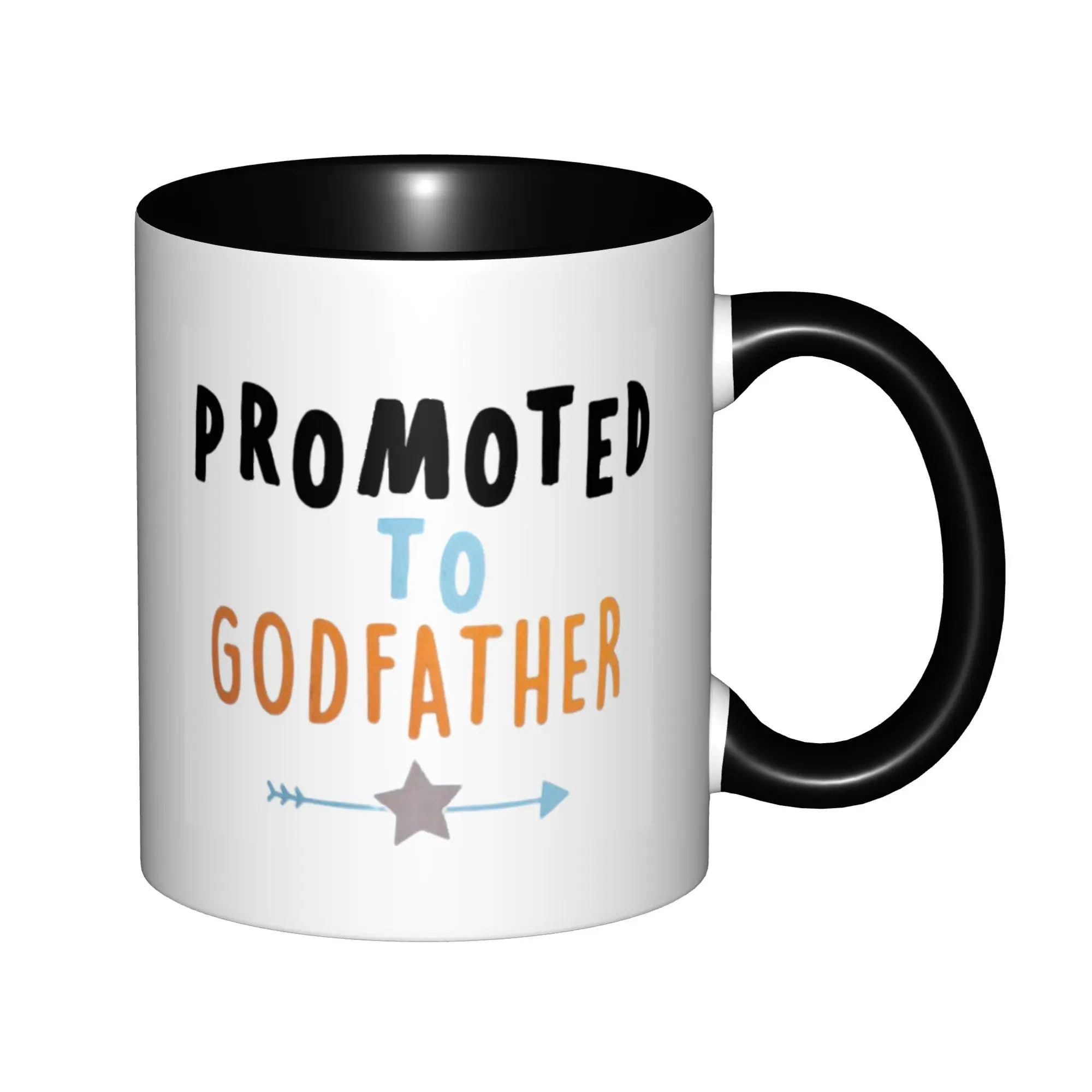 

Promoted to Godfather Mugs With Black Handle Birthday Coffee Mugs Ceramic Tea Cups 11oz