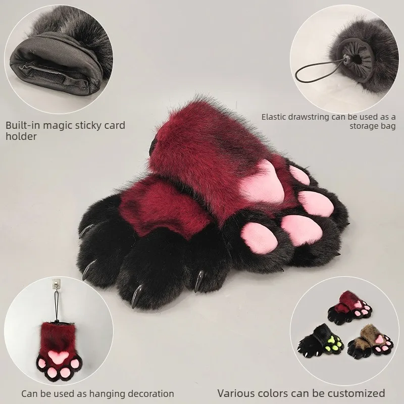 Handmade Plush Animal Claw Anime Kawaii Cosplay Costumes Warm Halloween Party Props Gifts Can Be Handbags or Pendants