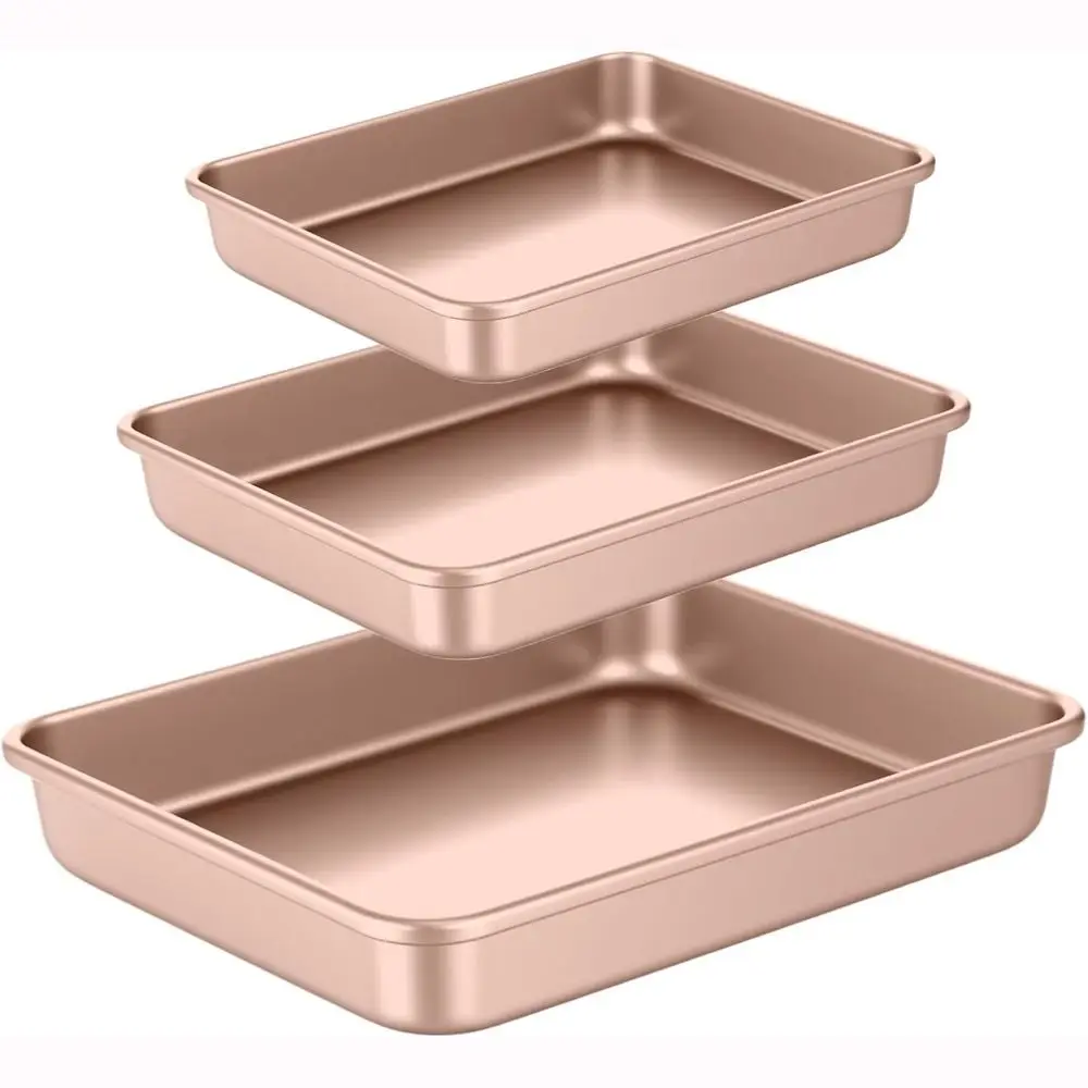 

Gold 9/11/13inch Oven Baking Pan Nonstick Rectangle Bread Tray Carbon Steel Bake Mold