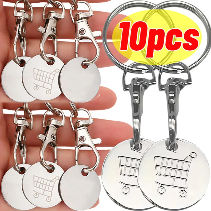 Metal Shopping Cart Tokens Trolley Token Key Ring Decorative Keychain Multipurpose Shopping Portable Home Outdoor Wholesale