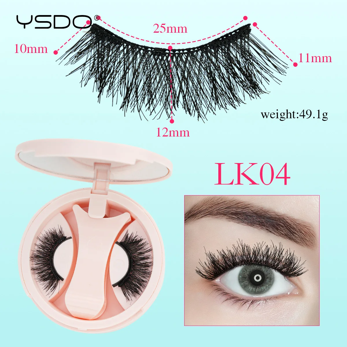 YSDO Magnetische Wimpern 1 Paar Natürliche Magnetische Nerz-Kunstwimpern Wiederverwendbare Flauschige Dicke 3D Falsche Wimpern mit Applikator Klebefrei – Detail 24