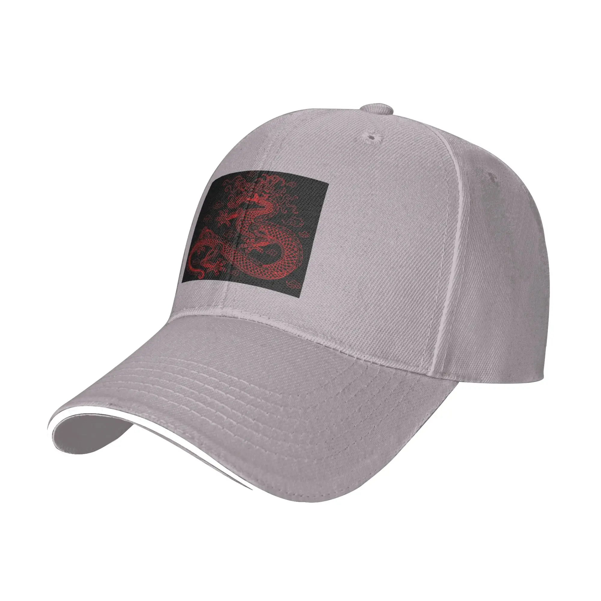 Red Chinese Dragon Cap Casual Baseball Caps Adjustable Hat Hip Hop Summer Unisex Baseball Hats Customizable Polychromatic