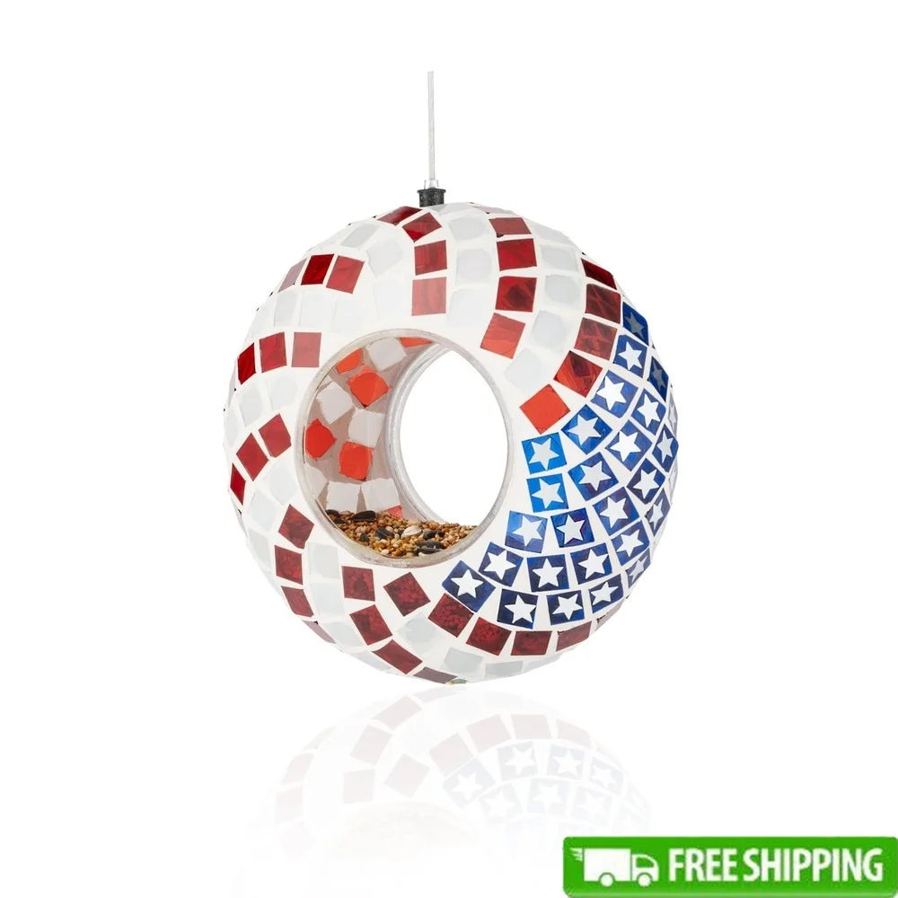 

Hanging Glass Bird Feeder Outdoor Premium Birdhouse Durable Tempered Glass Attracts Small Medium Birds Garden Decor Platform