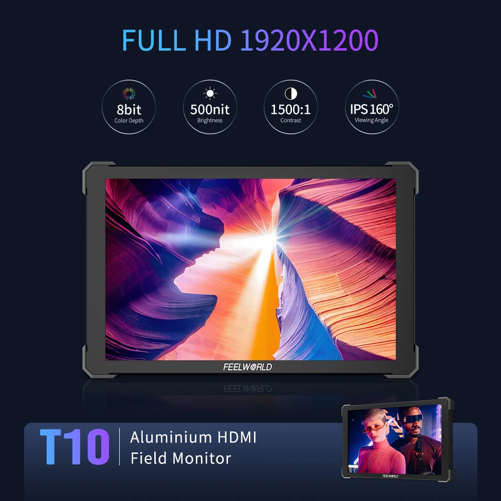 FEELWORLD T10 10.1 بوصة 4K HDMI SDI Dslr مراقب ميداني ألومنيوم شاشة تعمل باللمس DSLR شاشة كاميرا