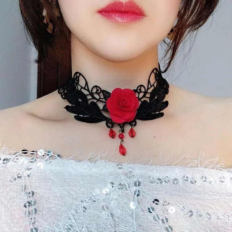 Girl Black Lace Choker Necklace For Women Grunge Neck Chain Collarbone Necklaces Punk Lolita Gothic jewelry For Girls Vintage