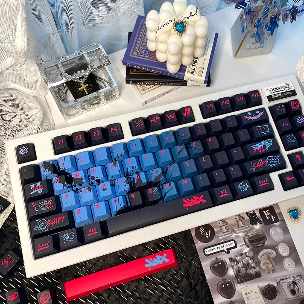 

Jinx Graffiti Theme Keycap Set 137 Keys PBT Personalized Keycaps for 60/80/87/98/104/108 Mechanical Keys