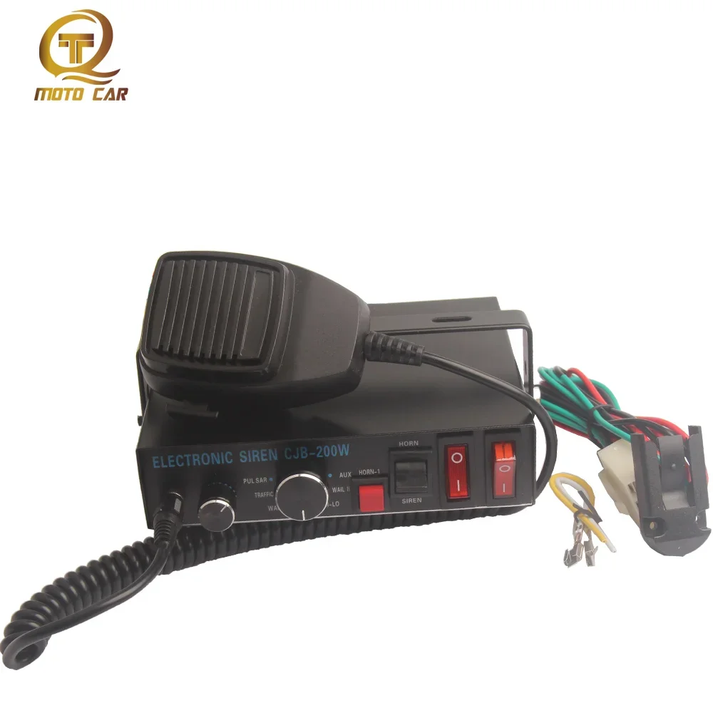 Universal Car Horn Police Siren Host Warning Alarm 200W 9 Tone Sirene 12V Loud Speaker Megaphone Sond 200W Speaker MIC System