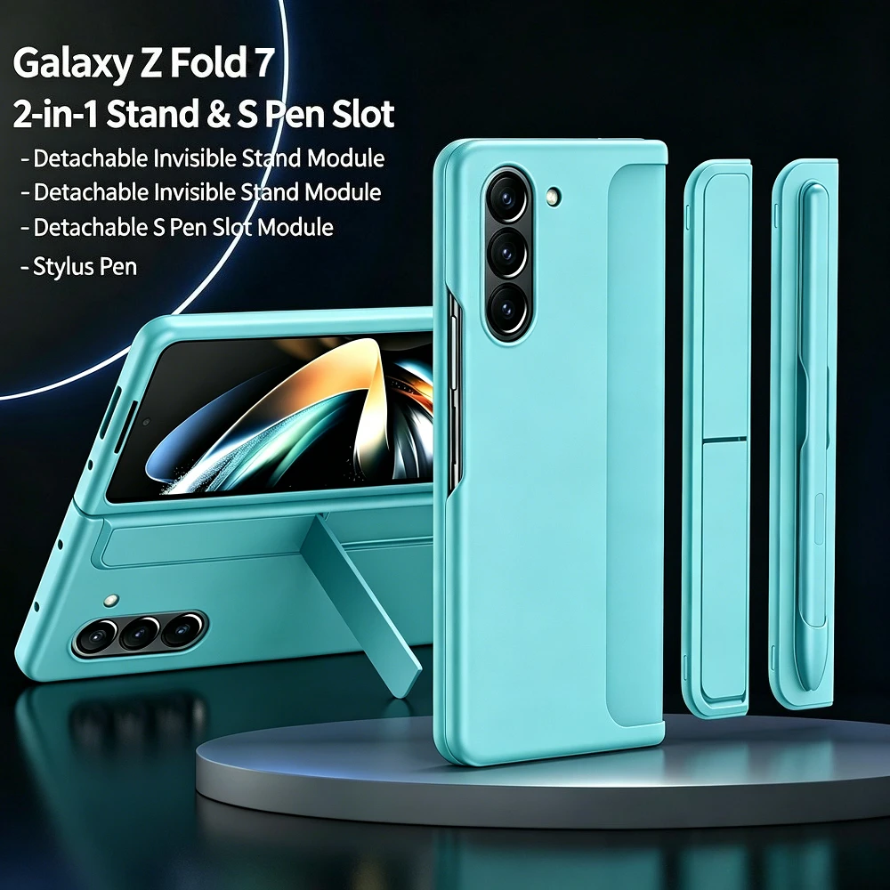 Hard Phone Hinge Protection Cover for Samsung Galaxy Z Fold 8 Ultra 7 6 5 4 with Screen Case Stand Bracket Pen Holder Slot Cover