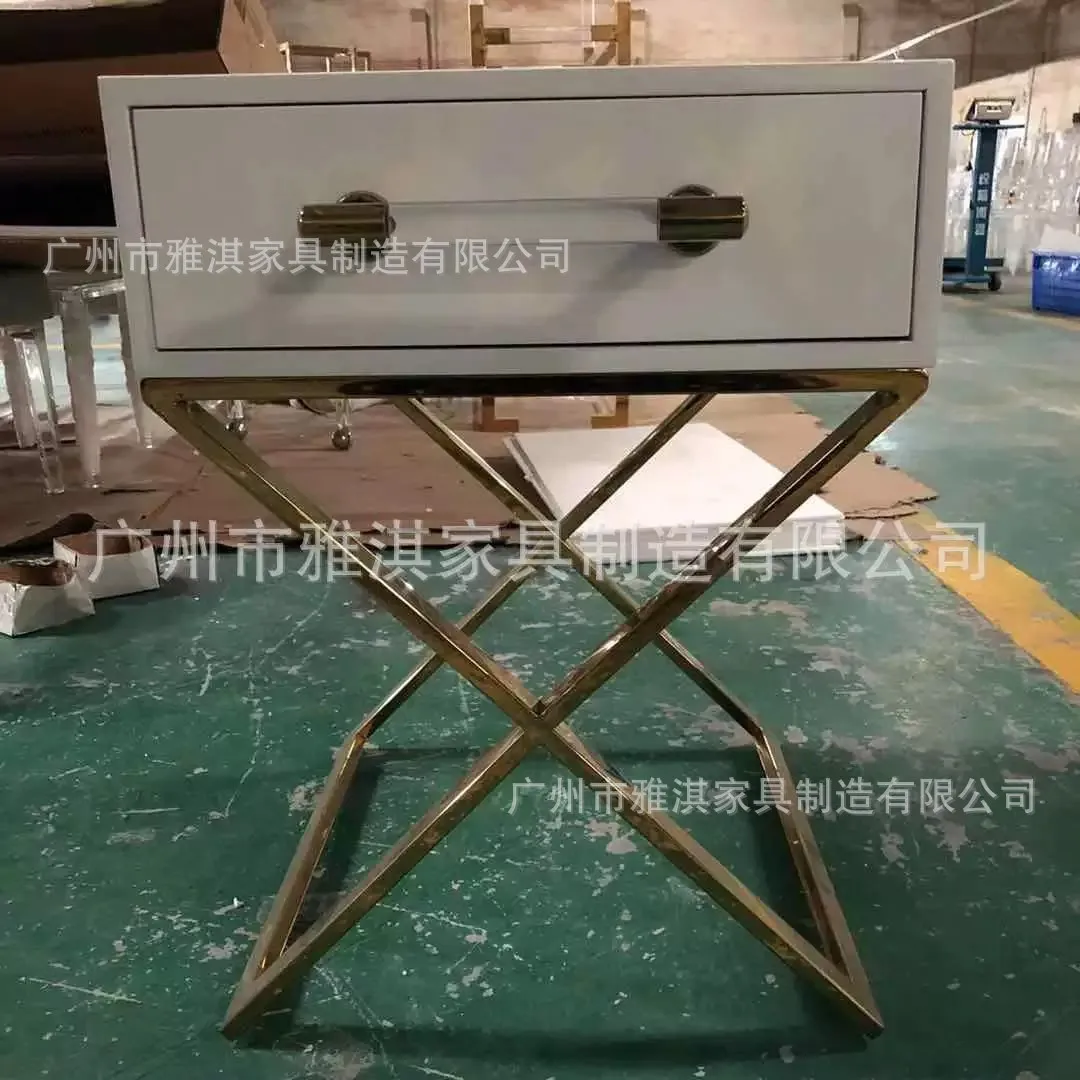 Factory direct sales acrylic metal nightstand, living room bedroom storage cabinet, corner table, light luxury storage