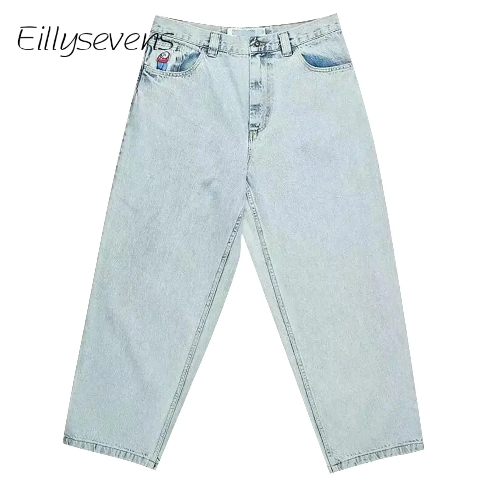 

American Retro Jeans For Ladies Distressed Denim Shorts Versatile Denim Pants Loose Straight Leg 2024 Summer Stylish Pants