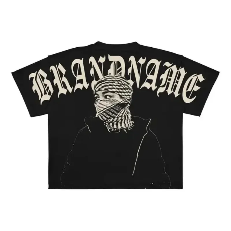 T-shirty z grafiką Punk Hip Hop męskie koszulki w stylu Vintage Y2k Top Harajuku Goth Oversized T Shirt moda luźna odzież typu Streetwear z krótkim rękawem na co dzień