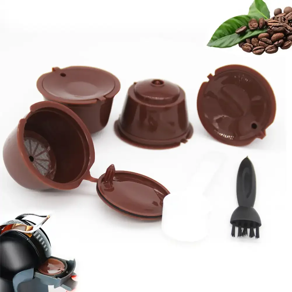 مجموعات كبسولات القهوة القابلة لإعادة الاستخدام لآلة نسكافيه دولتشي غوستو كبسولات قابلة لإعادة الملء جراب متوافق مع أكواب المرشح لوازم الموزع