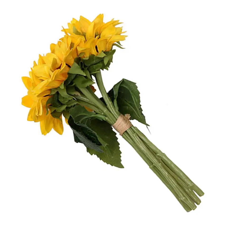 

6 Stems Sunflowers Bouquet Artificial Sunflower Home Decoration Wedding Party Flowers Bundle Non Fading
