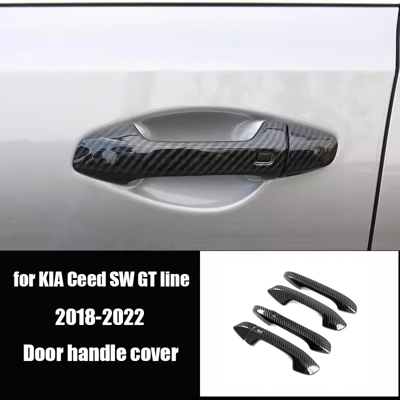 For KIA Ceed SW GT line 2018 2019 2020 2022 Door handle covered with ABS anti scratch door handle cover carbon fiber pattern