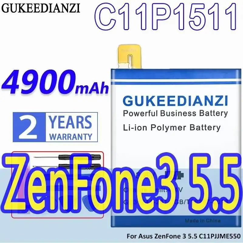 

Mobile Phone Battery Reliable Power Supply 4900Mah For Asus Zenfone 3 5.5 C11PJJME550 C11P1511 Straight Large Cable