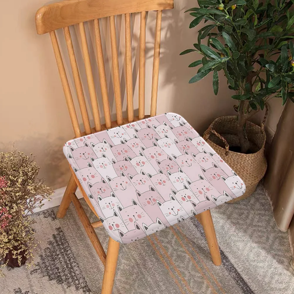 Cartoon Cute Cats Background Decorative Chair Mat Soft Pad Seat Cushion For Dining Patio Home Office Indoor Outdoor Garden Mat