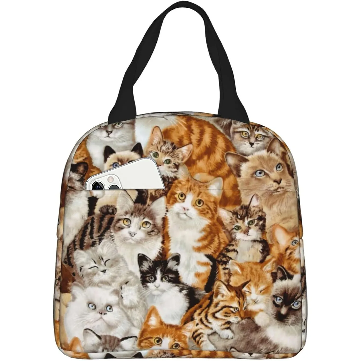 

Cute Cat Portable Lunch Bag Insulated Cooler Tote Box for Travel/Picnic/Work