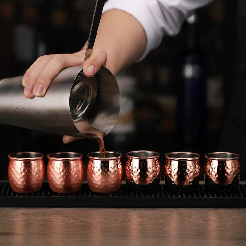 2oz Moscow Mule Mugs 60ml Steel Cocktail Cup Russia Moscow Mule Copper Mugs Bar Tools (no tray)