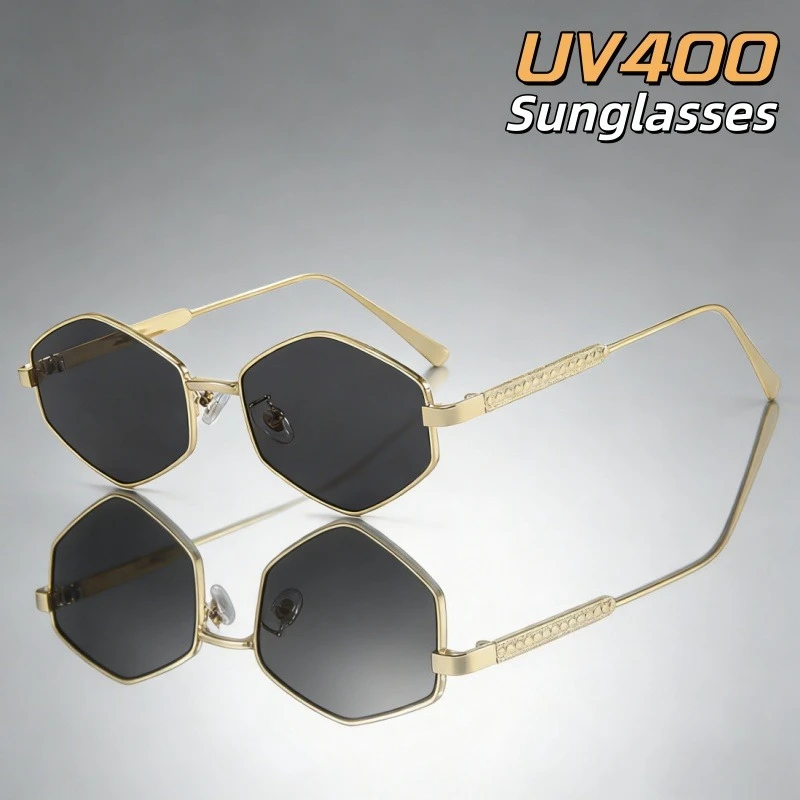

Rhombic Polygonal Metal Sunglasses Fashion Personality Trend Exquisite Women's Grade Glasses UV Resistant Street Photography