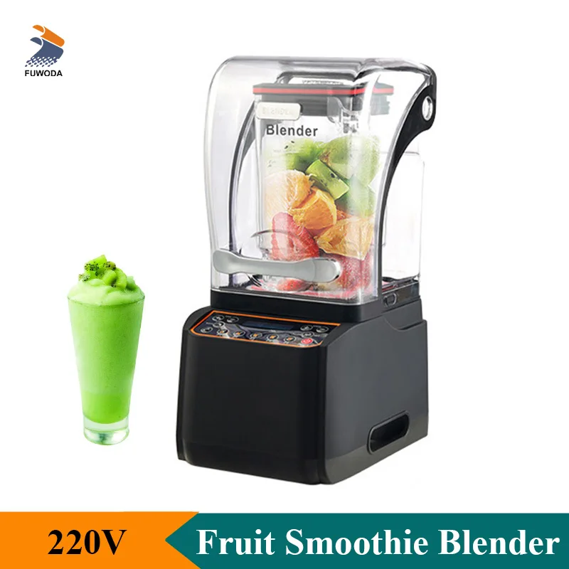 

220V Fruit Smoothie Blender With Brushless Motor Ice Blender Crusher With Cover Fresh Fruit Juice Mixer Commercial High Quality