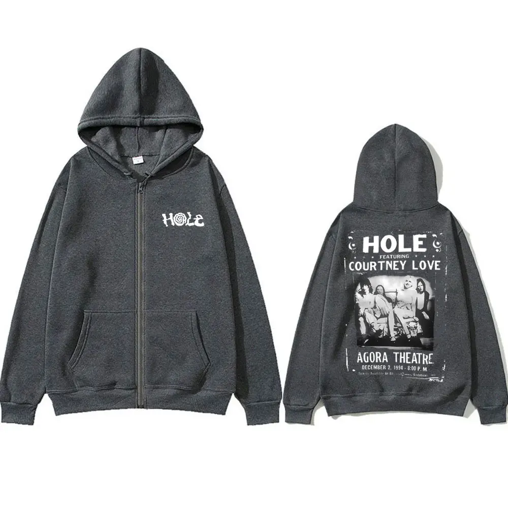 Alternative Rock Band Hole Featuring Courteny Love Agora Theatre Graphic Zipper Hoodie Men Women Vintage Oversized Zip Up Jacket