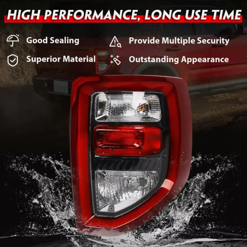 1Pair Quality Car LED Rear Stop Brake Tail Light Turn Signal Left Right For Ford Bronco Sport 2021-2022 2023 LED Rear Taillight