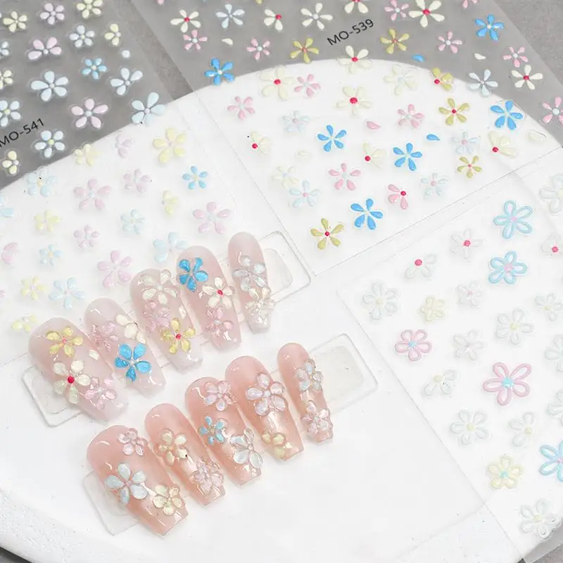 1 hoja de pegatinas para uñas de Margarita estéreo exquisita, pegatinas florales coloridas para uñas, autoadhesivas, lujosas pegatinas para decoración de uñas de Margarita