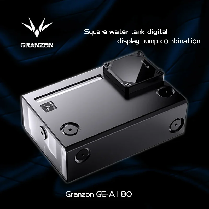 Granzon GE-A180,Square Water Cooling DDC Pump+Reservoir Res 2 In 1 Combo With Digital Display,Lift 6 Meters,Flow 700L/H,180mm