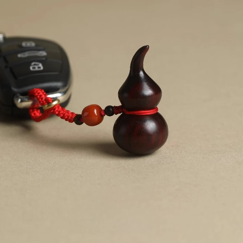 Small Leaf Rosewood Fu Lu Small Gourd Pendant Car Keychain Bag USB Flash Drive Phone Chain Creative Hanging Ornament Gifts