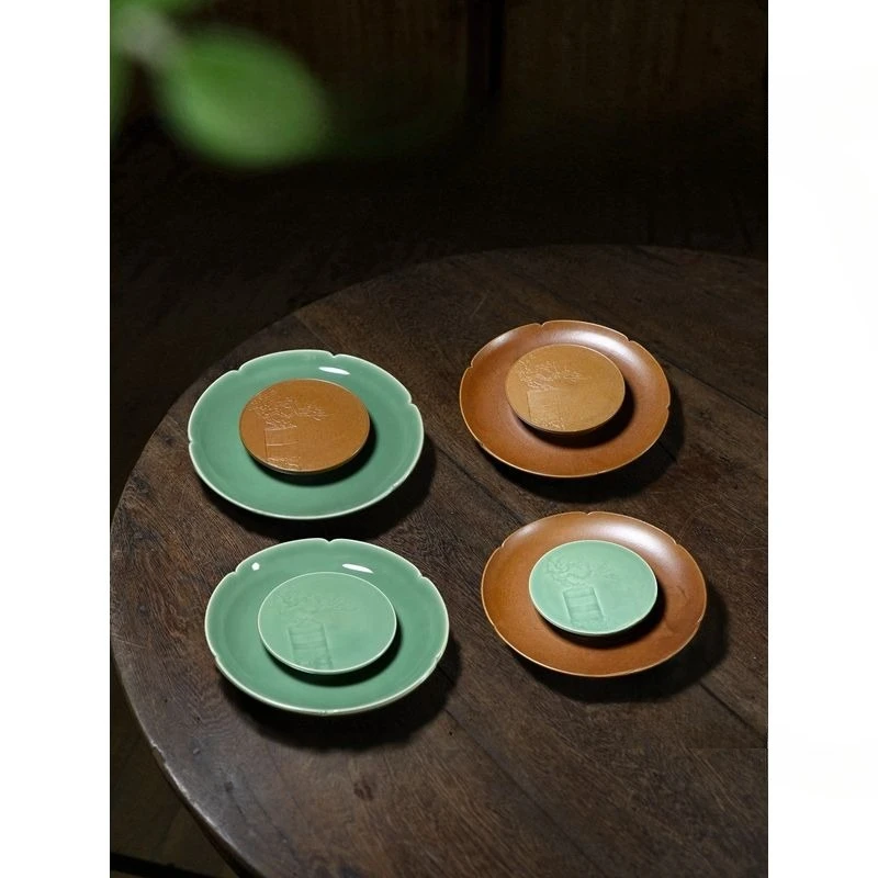 Chinese tea set Qingmei pot bearing high-end tea set supplies Kung fu tea ceremony accessories dry bubble