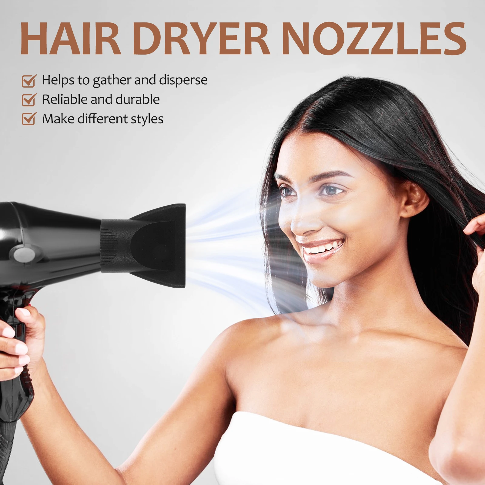 2pcs Hair Dryer Nozzle Salon Styling Blow Flat Dryer Concentrator Hair Dryer Diffuser Nozzle Curly Hair Hairdressing Accessories