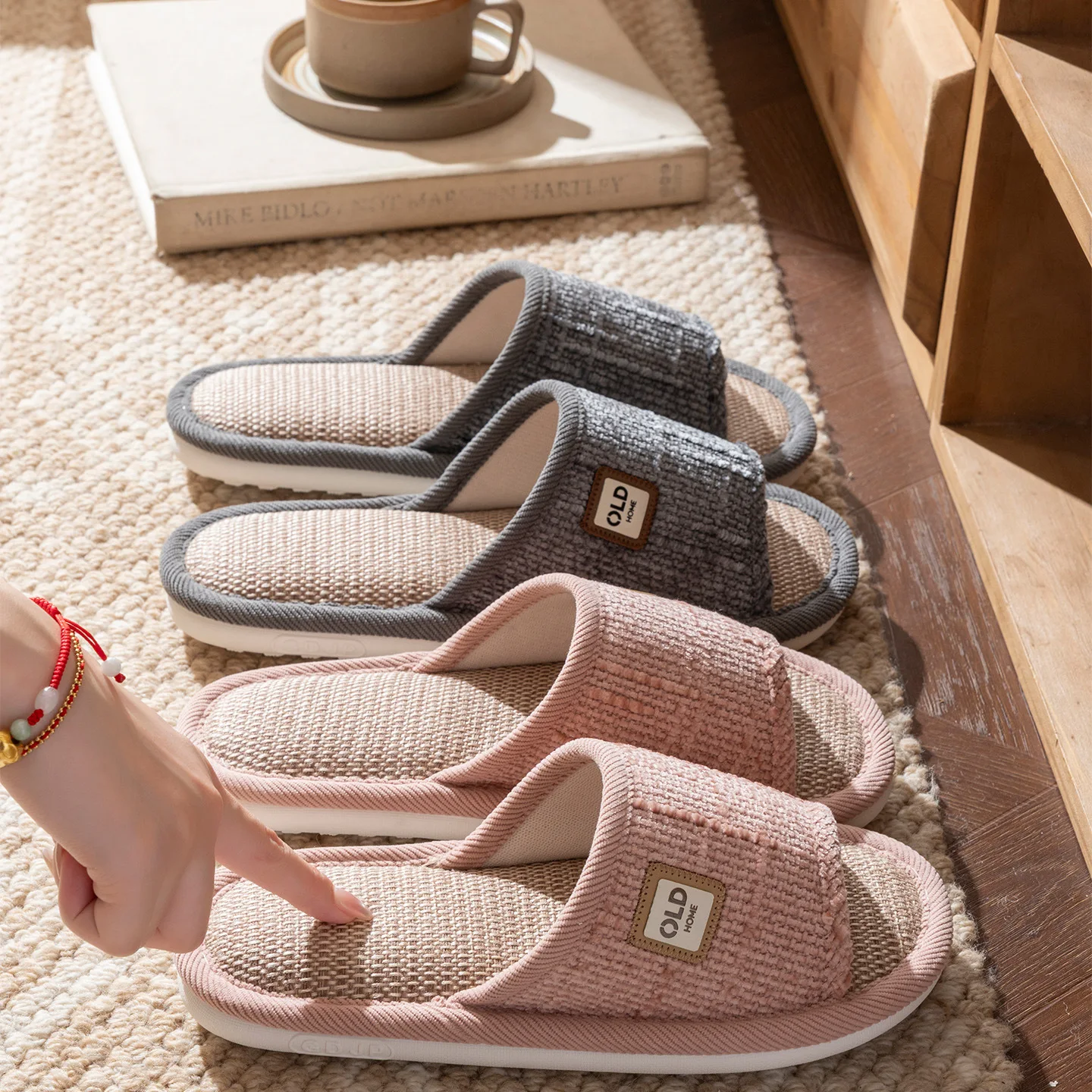 2026 Summer Home Linen Slippers For Men In Spring&Autumn Comfortable Bedroom Open-toed&Breathable Slippers Men's & Women's Shoes